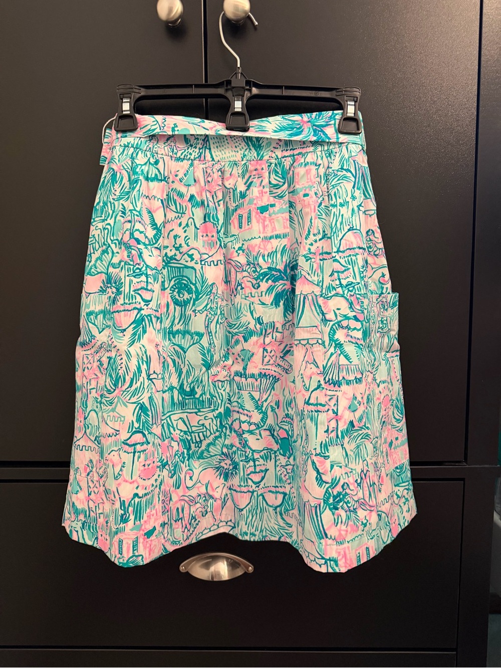 Lilly Pulitzer Pink & Teal Tropical Belted Skirt - Picture 4 of 5